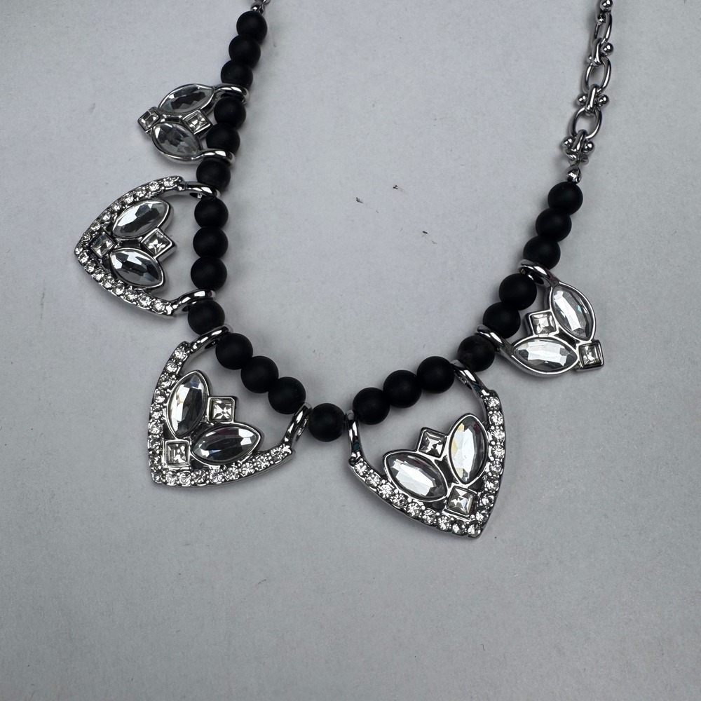 Lia Sophia Womens Necklace Crytal and Black Adjustable
